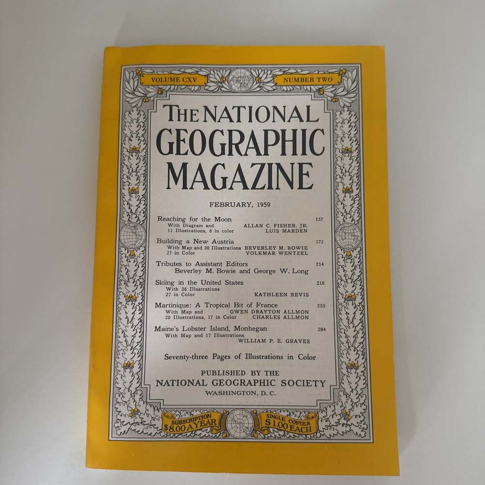 National Geographic February 1959 Reaching For Moon Austria Martinique France